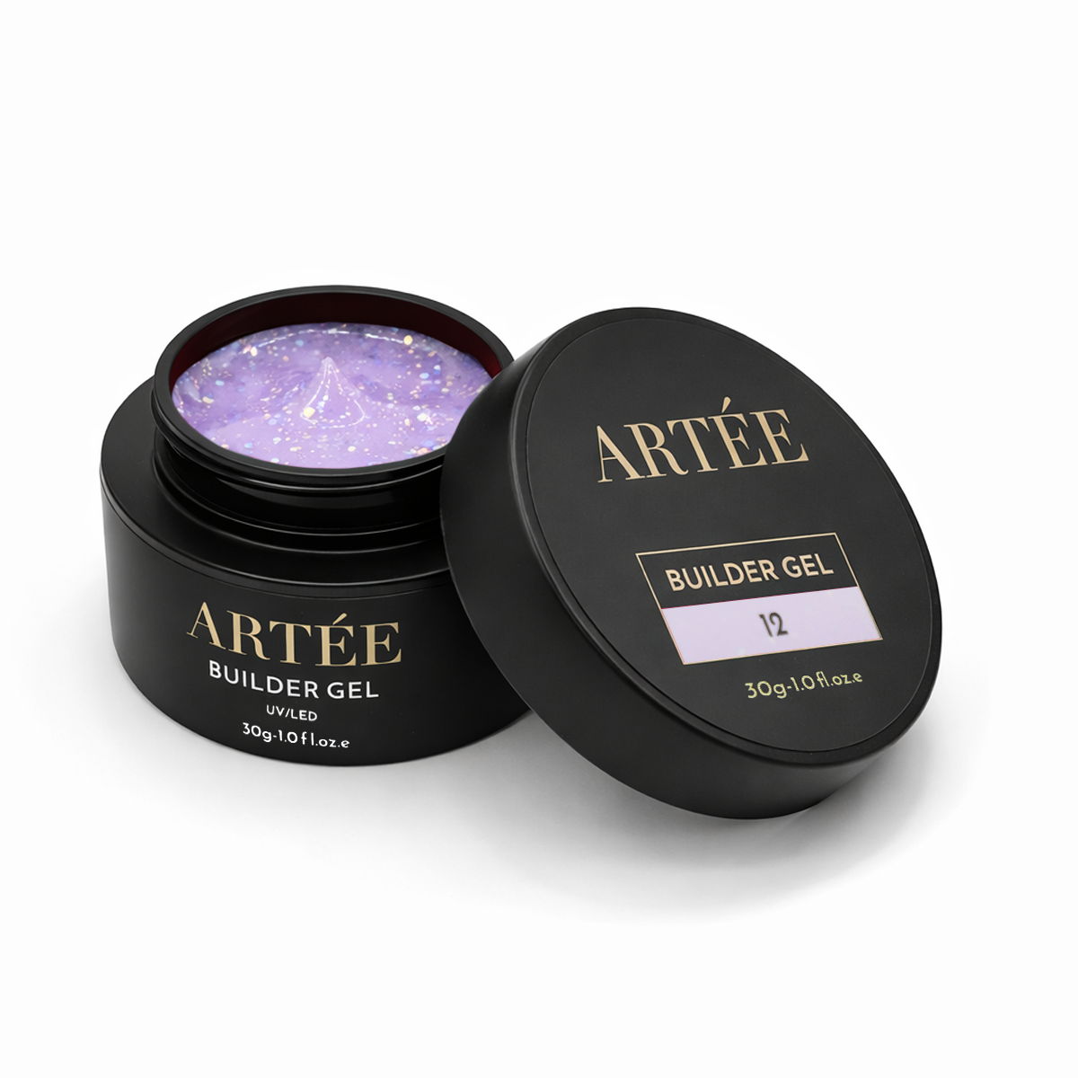 ARTÉE Builder Gel - Lavender Sparkle-Medium Viscosity for Nails Extensions & Overlays